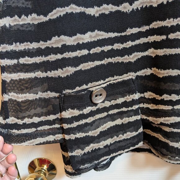 Ali Miles Black Gray 2-Layer Mesh Wearable Art Blouse Shirt Pullover Top - Picture 5 of 14